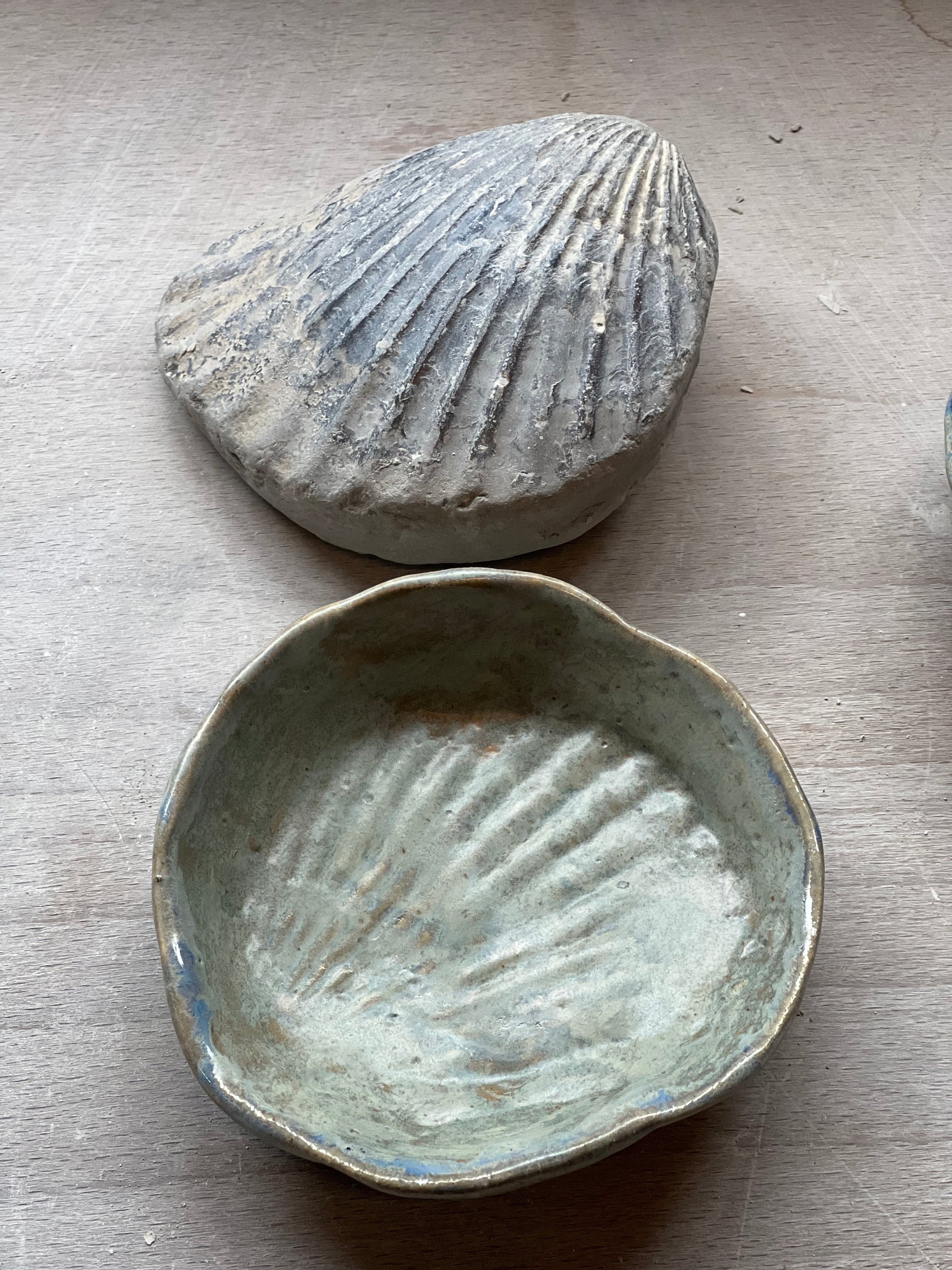Fossil shell dipping dish handmade